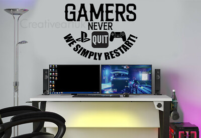 Gaming Wandaufkleber PS4 Gamer Never Quit Zitate Wandkunst Gaming Aufkleber PS4V1