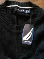 NEW Mens Large True Black MCE-H11 Nautica Crew Neck Pull Over Sweater 3151462982