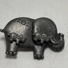 Pewter Elephant Pin And Earrings Trunk Up Lucky Torino B1C