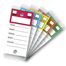 COLOR TOP GENUINE WHITE KEY TAGS SELF PROTECTING 250 PER AUTO DEALERSHIP CAR LOT