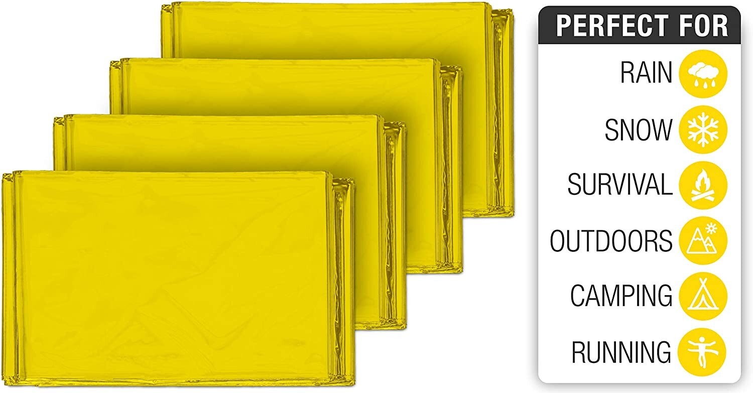 SWISS SAFE Emergency Mylar Thermal Blankets, Gold 5 Piece Lot NEW