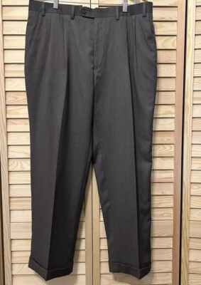 Lauren Ralph Lauren Grey Pleated Front Cuffed Hem Dress Pants Size 38W X 30L