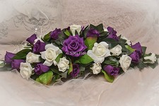  FLOWERS Top Table in cadbury Purple & ivory  church venue ect other colours
