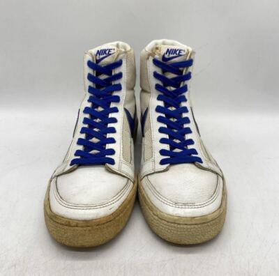 NIKE DYNASTY HI WHITE x BLUE US9 Made in Korea 1981 Vintage Used