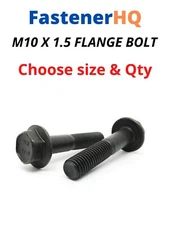 (Choose Length & Qty's) M10X1.5 Grade 10.9 Metric Flange Bolts Black Phos & Oil
