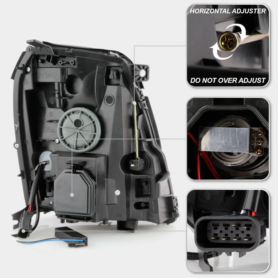 2007-2014 凯迪拉克凯雷德 HID/氙气型号 LED DRL 投影仪前灯 07-14 — 第 4/4 张图片