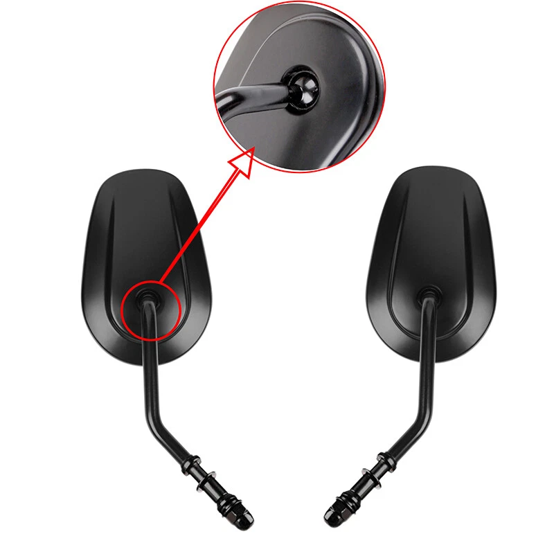 Black Teardrop Tapered Rearview Short Stem Mirrors For Harley Davidson Duo Glide - Image 4 of 4