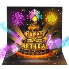 Musical Birthday Cards, 3D Pop up Card with Music and Light, Card with Interacti