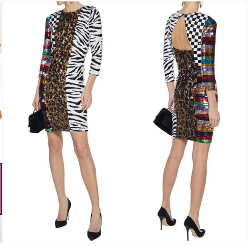 Alice And Olivia Jae Multi Sequin Patchwork Keyho… - image 4