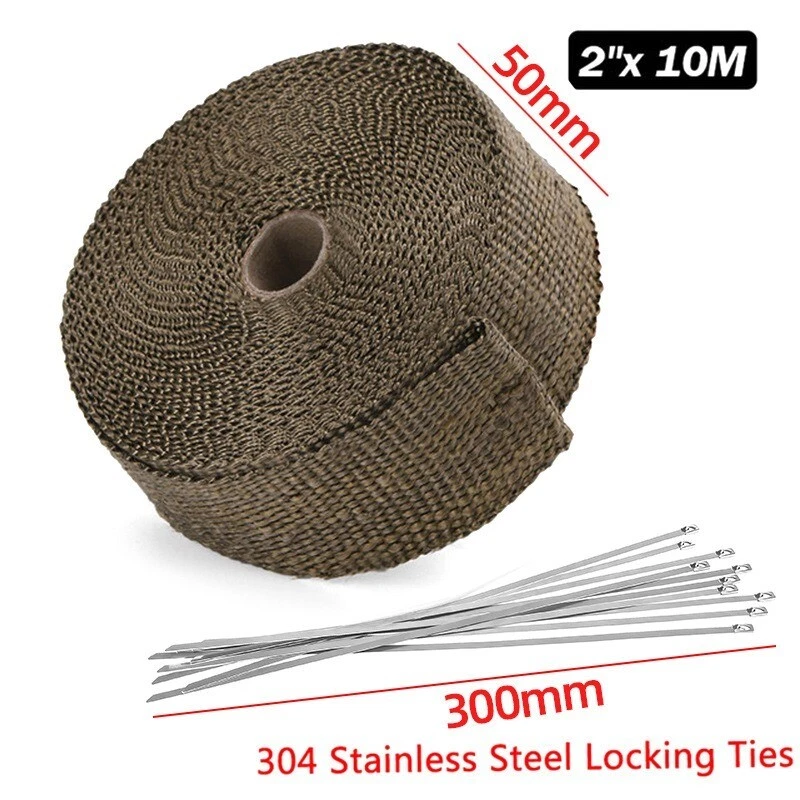 Nuevo rollo de envoltura térmica de escape para motocicleta cinta protectora térmica de fibra de vidrio con lazos Foto 4 de 4