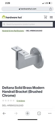 DELTANA Modern Handrail Bracket, 3-1/4" Projection, Heavy Duty in Brushed Chrome