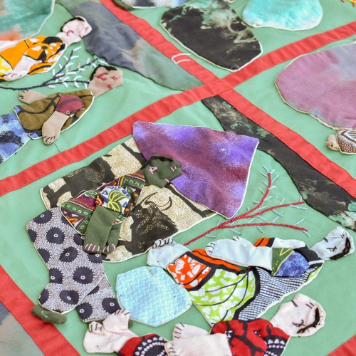 Weya 15 Panel Story Quilt Village Life Zimbabwe - Picture 7 of 9