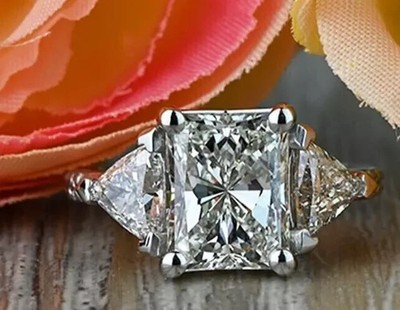 5.00 CT Radiant Cut 950 Platinum IGI Certified Lab Grown Diamond Engagement Ring
