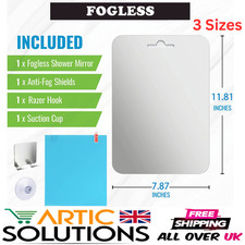 Fogless Shower Shaving Mirror with Razor Holder Suction Removable Wall Mounted