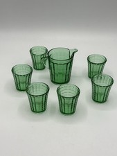 Akro Agate Uranium Glass Children  s Lemonade Set   7 Pieces   Vintage M 