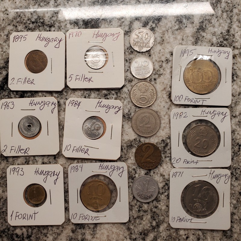 Lot collection of vintage 15 HUNGARY coins Fillers and Forints