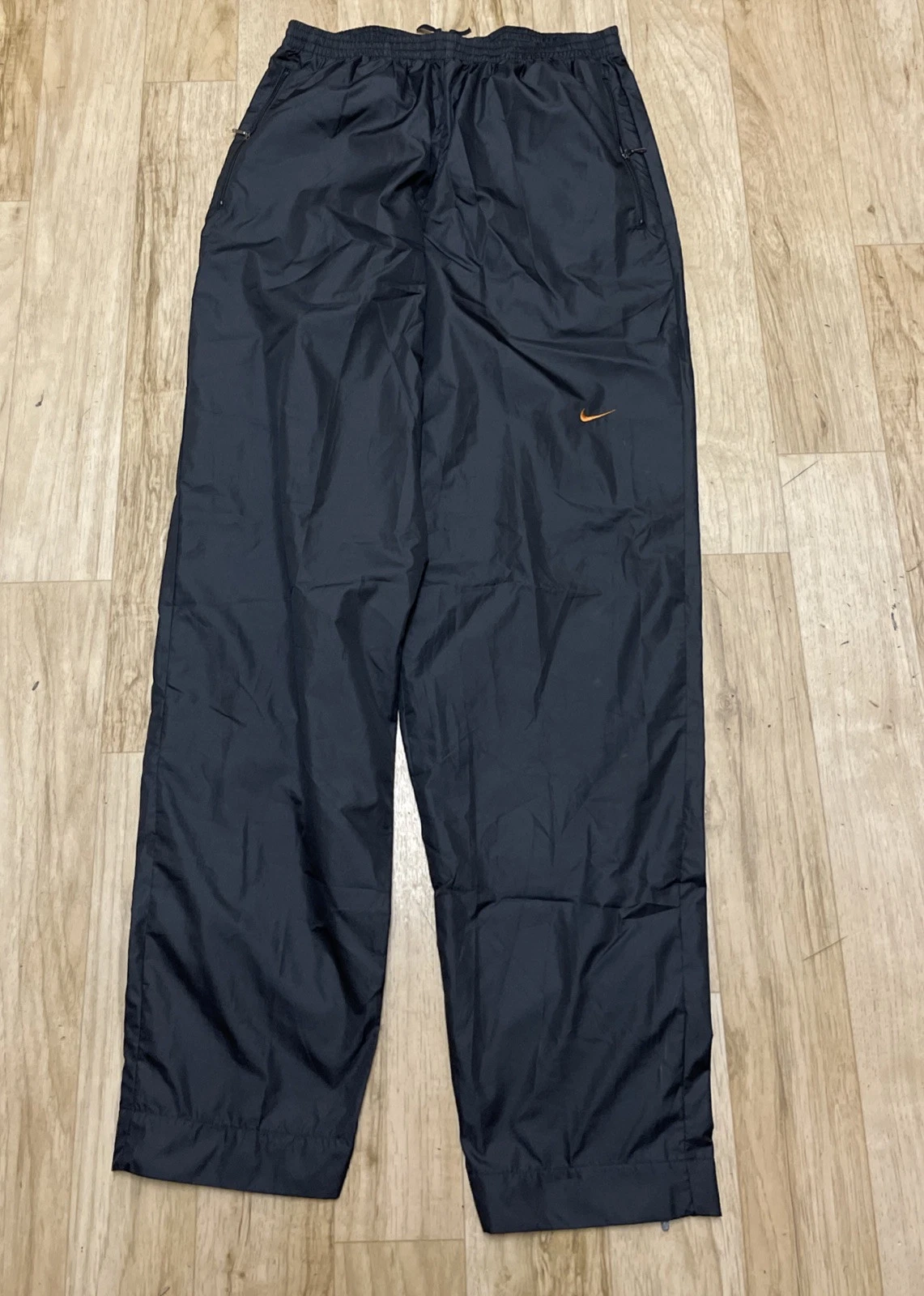 Vintage Nike Track Pants Men’s Medium Orange Swoosh Running Black