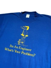 1970s Vintage Single Stitch Engineer Caveman College Graphic Tee Size Large