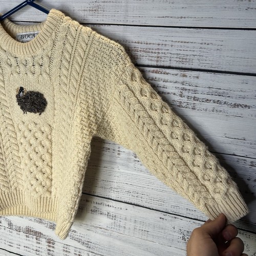 Vintage Avoca Ireland Wool Pullover Fisherman Sweater Knit Youth Girls Medium M - Picture 2 of 10