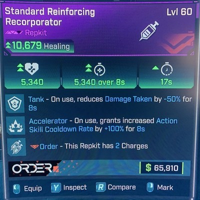 Borderlands 4 LVL 60 TANK AND ACCELERATOR 2 CHARGES REPKIT All PLATFORM