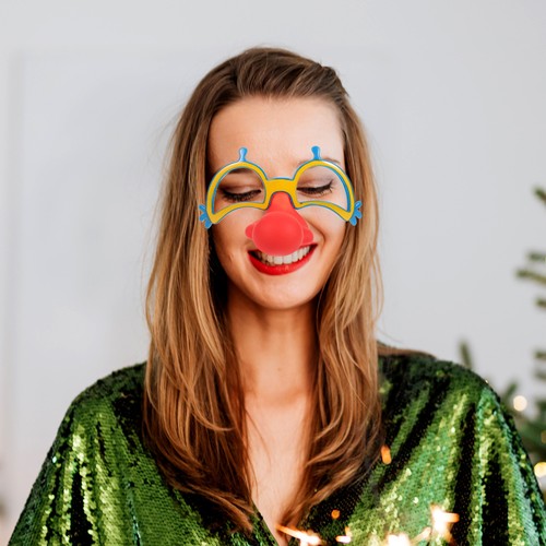 2 Pezzi Occhiali da Pagliaccio Festa Vacanze Ballo Vestire Circo Naso e Uomo - Foto 11 di 12