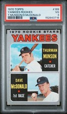1970 TOPPS T.MUNSON/D.MCDONALD #189 YANKEES ROOKIES ROOKIE RC PSA 3