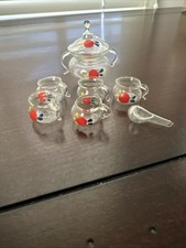 Vintage Lot Of Dollhouse Miniatures Glass Summer Tea Set Smalls