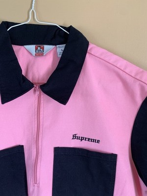 Supreme Ben Davis Half Zip Work Shirt FW19 Size Large Pink Button