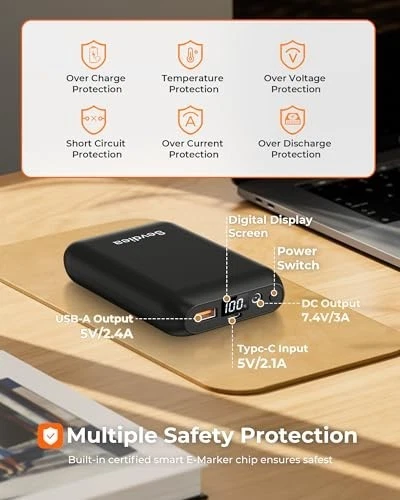 16000mAh Rechargeable Battery Pack for Heated Vests, 7.4V/5V Power Bank with LED image 5