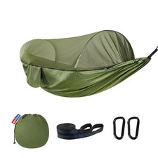 Camping Hammock with Mosquito Net - Double  Single Portable Army Green