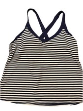 Women's Nike Wide Strap Navy Stripe V-Neck Padded Tankini Large Excellent