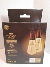 GE Vintage Style Amber Glass 60W ST19 Dimmable medium base light Bulbs 2pk 560L