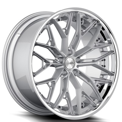 22x9 '' Azad Wheels AZSLS1.0 Brushed Silver with SS Lip Rims