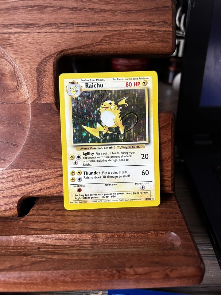 Raichu 14/102 - Base Set Unlimited Pokemon WotC Holo Rare Pokemon TCG - Image 2 of 3