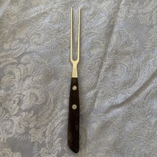 Vintage Rostfrei Solingen Germany Bar Fork Two Tine Olive Lemon Pickle Fork Wood