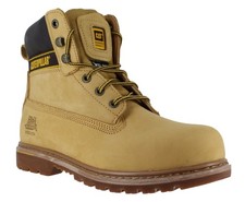 Caterpillar Holton Mens Honey/Yellow SB Safety Steel Toe Cap Lace Up Work Boots