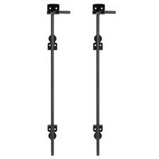 24" Heavy Duty Gate Drop Rod Cane Bolt Black Solid Steel Fence Latch 2 Pack
