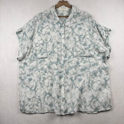 Anthropologie Cloth and Stone Button Down Shirt Womens 2X Abstract Boho