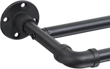 Barra doble cortina industrial ajustable 31 a 137 pulg negra sala ventana puerta