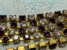 Gorgeous Vintage Swarovski Linked Chain - Crystal And Amethyst