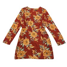 Forever 21 Silky Orange Floral Open Back Boho Mini Dress Women’s Size S