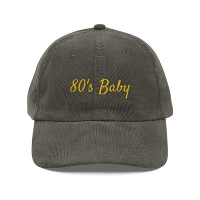 80s Baby Corduroy Cap | Embroidered Vintage Baseball Hat