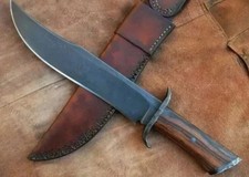 Custom Handmade Carbon Steel Blade Hunting Survival Bowie Knife Wood Handle