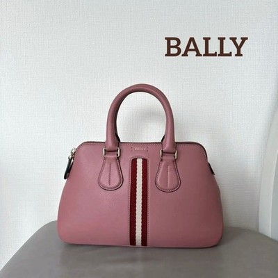 Bally Pink Striped Handbag with Shoulder Strap Authentic Mini Tote Bag