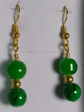Green And Gold Color Earrings Free Box 352