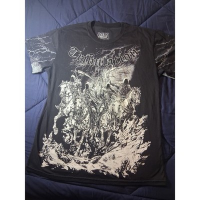 Fresh Laundry Tribulation Four Horsemen Graphic T-Shirt Mens L Black Lightning
