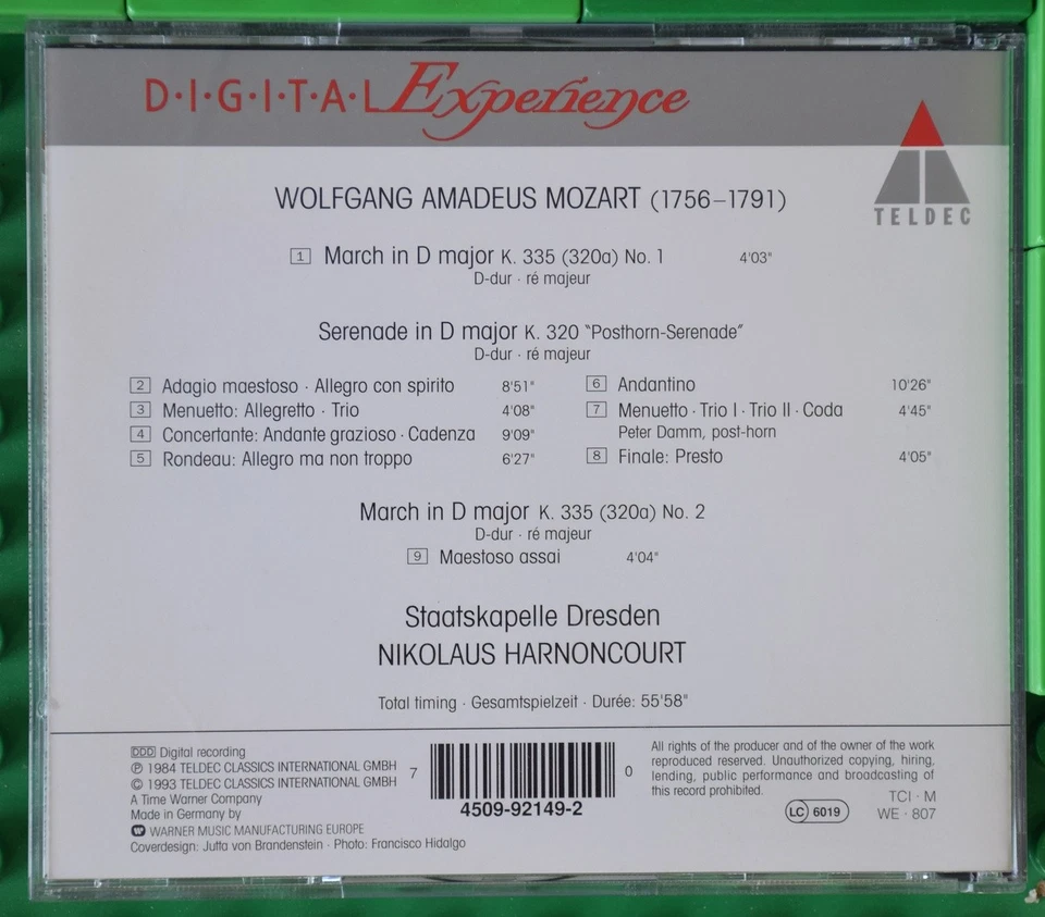 Mozart - Posthorn-Serenade - Marches - Staatskapelle Dresden - Harnoncourt - CD - Bild 2 von 4