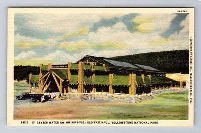 #ad WY Wyoming Geyser Water Swimming Pool Antique Vintage Souvenir Postcard $0.99