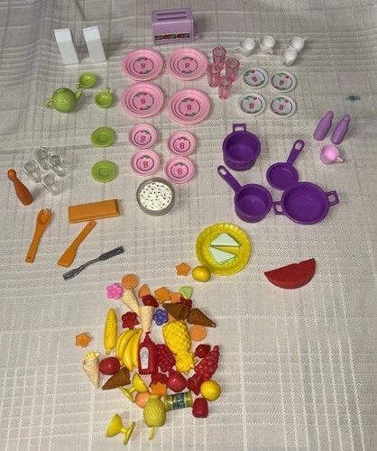 Barbie Vintage 90s Kitchen Accessories Lot Cookware Pots Pans Dishes Food