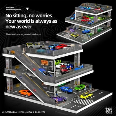 Diorama 1/64 Garage Modell LED Beleuchtung Display Szene Parkplatz Modell DE